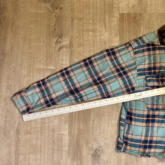Lucky Brand Blue and Pink Plaid Cropped Button-Down Shirt - Picture 9 of 9